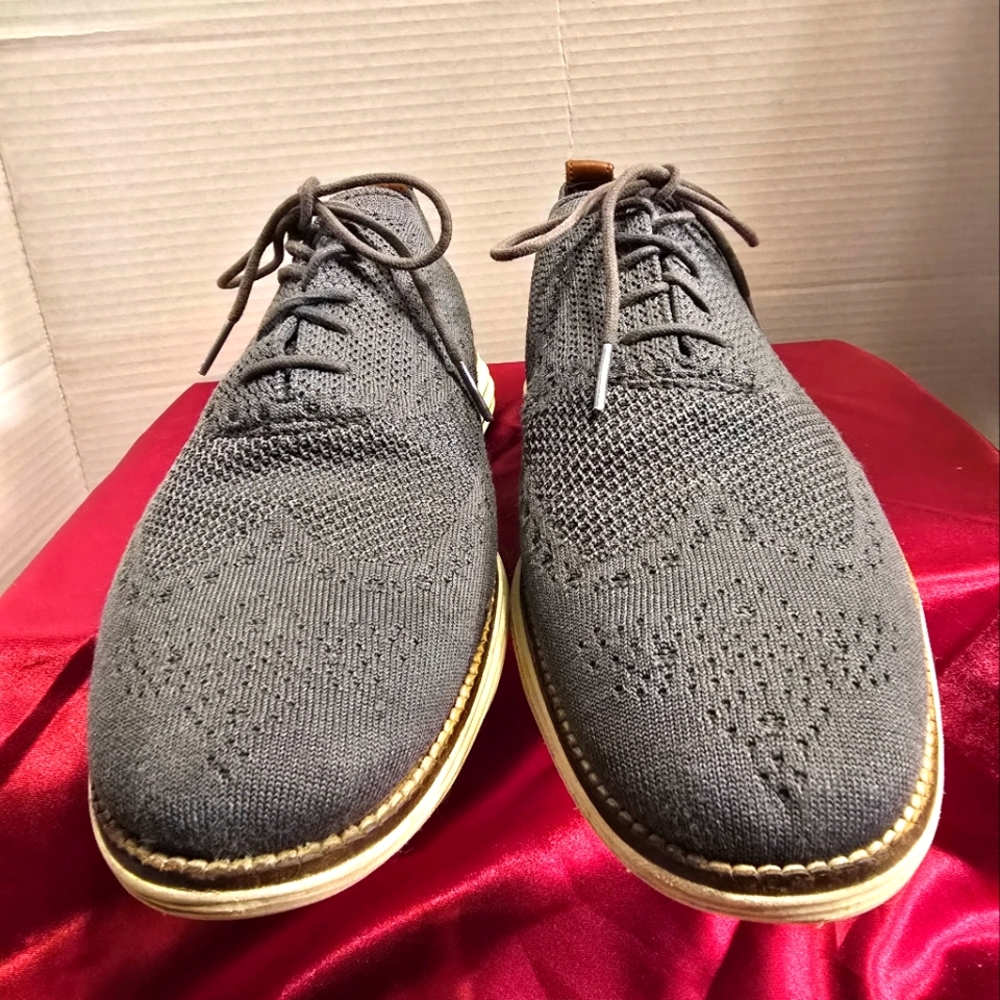 COLE HAAN ZEROGRAND STITCH LITE MEN'S GRAY/BROWN LACE-UP SHOES SIZE 10.5
